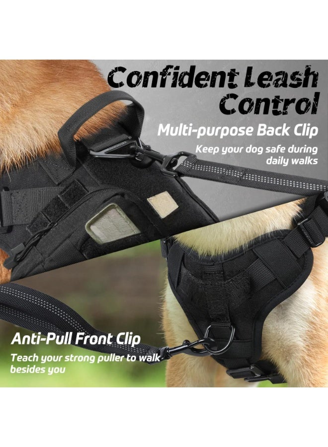LAMAY Tactical Dog Harness for Large, Heavy Duty Pet Harness with Handle, No-Pull Service Vest, Adjustable Military Dog Vest for Training Hunting Walking, Black, S - Image 4
